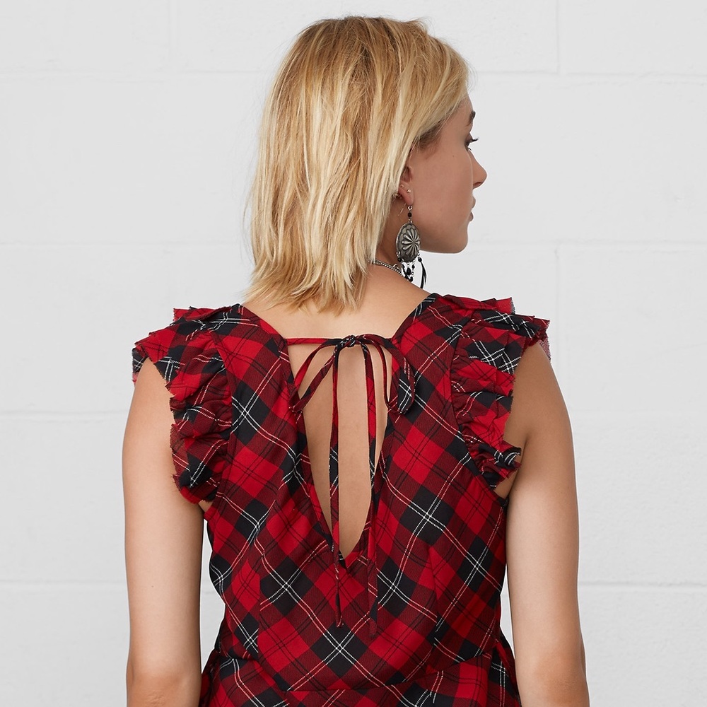 Ralph Lauren Plaid Empire Ruffle Tank Size Lg